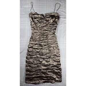 Vintage Nicole Miller Yellow Label Y2k Bodycon Ruched Sleeveless Dress 0